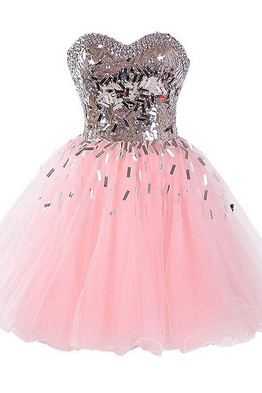 Stunning Pink Prom Dresses,princess Short Homecoming Dress,sweetheart Tulle Formal Party Gowns,beading Evening Dresses,sexy Girls Graduation