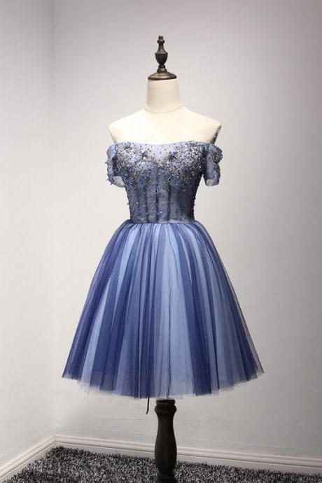 Elegant Homecoming Dress , Sexy Little Strapless Dresses, Short Blue Bridesmaid Dresses