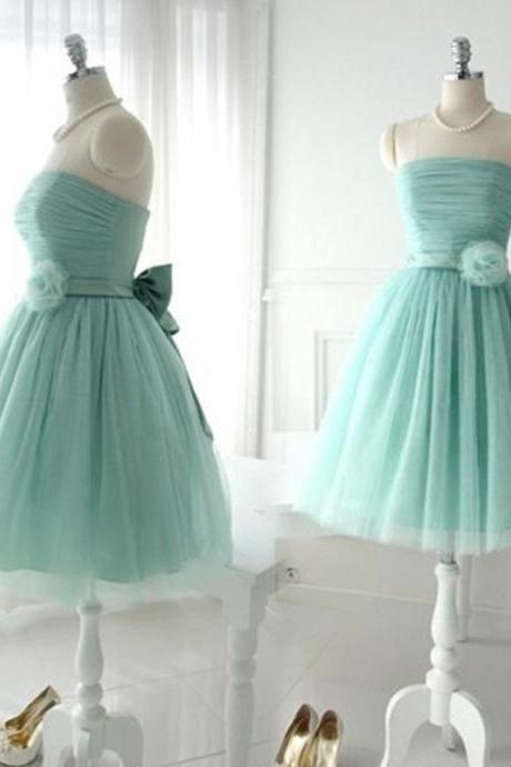 Strapless Homecoming Dress,short Mini Dress,tulle Bridesmaid Dress