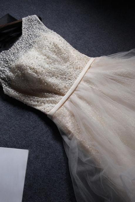 Mesh Beaded Little Dress, Sleeveless Homecoming Dress,sweet Little Dress