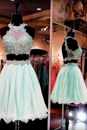 Backless Prom Dress,sexy Prom Dress,prom Gown, Two Piece Prom Gowns,tulle Homecoming Dress