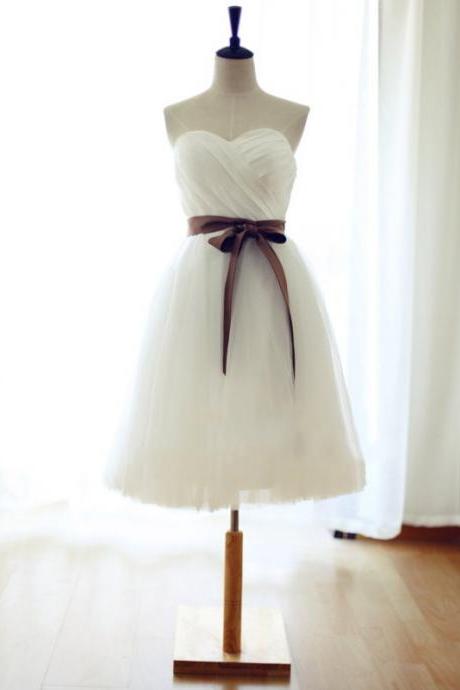 Simple Short White Tulle Handmade Party Dresses,lovely Party Dresses,short Homecoming Dresses,graduation Dress