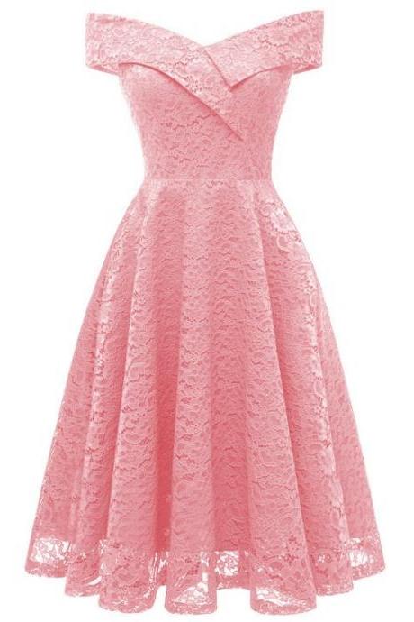 Pink Lace Homecoming Dress, Short Junoir Prom Dress, Formal Dress for Weddings and Events