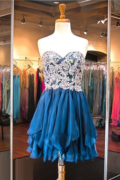 Navy Blue Short Prom Dress,sparkle Backless Prom Dress, Sexy Prom Dress, Homecoming Dress