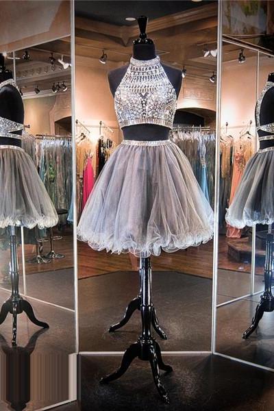 Silver Short Prom Dress,sparkle Backless Prom Dress, Sexy Prom Dress, Homecoming Dress