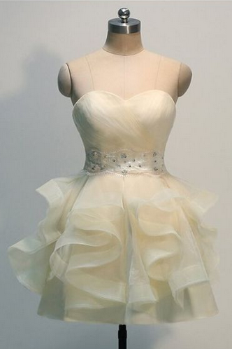 Tulle Beaded Short Homecoming Dress , Short Cocktail Gowns , Short Party Gowns , Sweet Prom Gowns