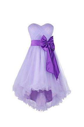 Light Lavender Tulle High Low Prom Dress, Ruffle Homecoming Party Gowns, Party Gowns