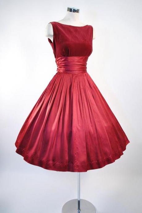 Vintage Prom Dress, Red Prom Gowns, Mini Short Homecoming Dress