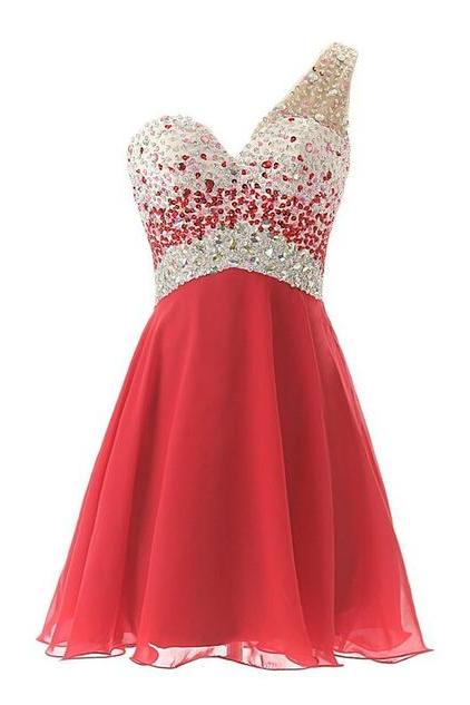 Red Beading Short Prom Dress,Graduation Party Dresses, Homecoming Dresses