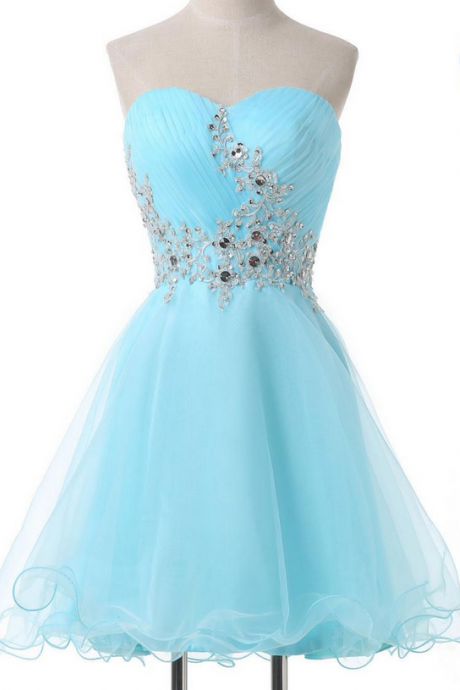 Sky Blue Homecoming Dress, Cocktail Dress, Short Mini Sexy Crystal Evening Dress, Prom Dress