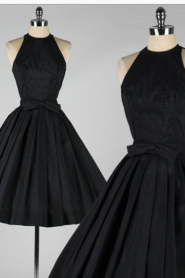 Vintage Dress, Short Black Prom Dress, Homecoming Dress