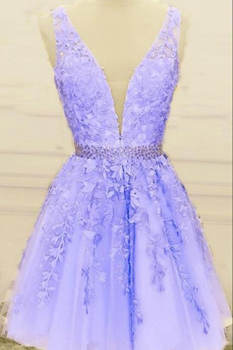 Lavender Homecoming Dresses, Short Prom Cocktail Dress For Semi Formal Occasions