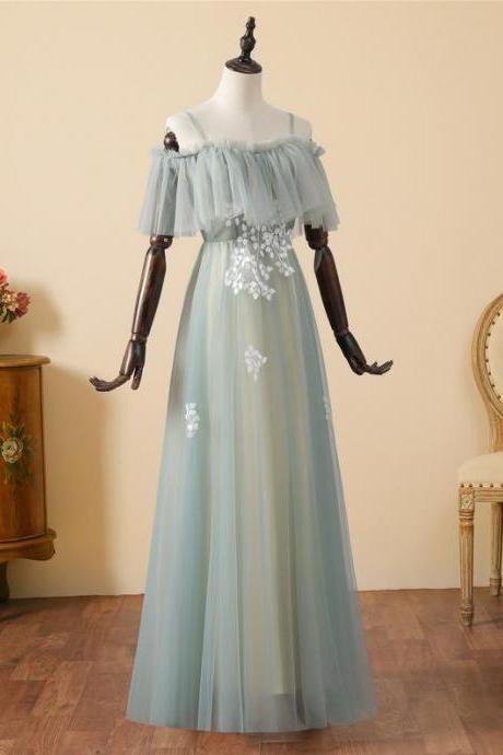 Lace Appliquedtulle Applique Prom Dress, Modest Beautiful Long Prom Dress, Banquet Party Dress