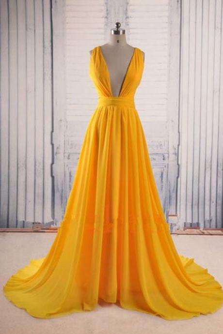 Sexy Deep V-neck Formal Prom Dress, Beautiful Long Prom Dress, Banquet Party Dress