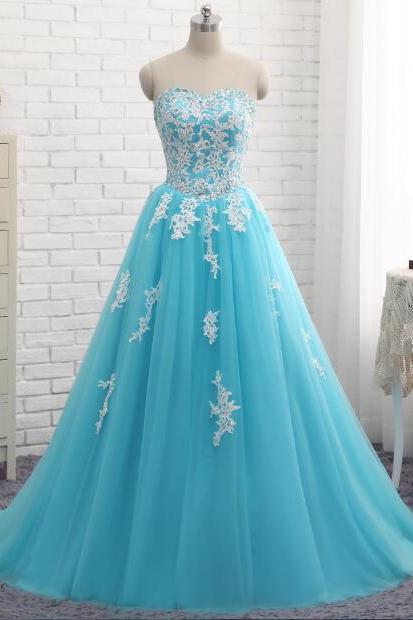 Elegant Sweetheart Tulle With Lace A Line Formal Prom Dress, Beautiful Long Prom Dress, Banquet Party Dress