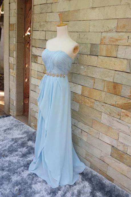Sleeveless A-line Chiffon Formal Prom Dress, Beautiful Long Prom Dress, Banquet Party Dress