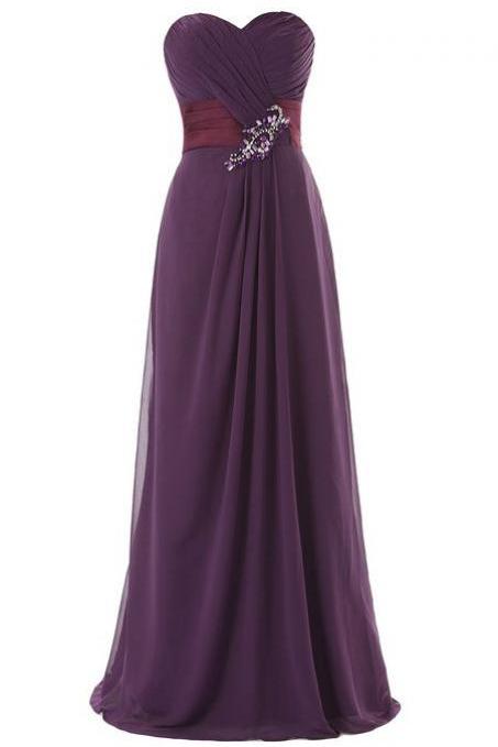 Simple A-line Sweetheart Floor-length Chiffon Backless Formal Prom Dress, Beautiful Long Prom Dress, Banquet Party Dress