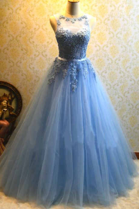 Elegant Tulle Appliques Formal Prom Dress, Beautiful Long Prom Dress, Banquet Party Dress