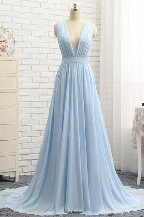 Elegant A Line V Neck Formal Prom Dress, Beautiful Long Prom Dress, Banquet Party Dress
