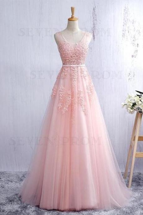 Elegant A Line Appliques Formal Prom Dress, Beautiful Long Prom Dress, Banquet Party Dress