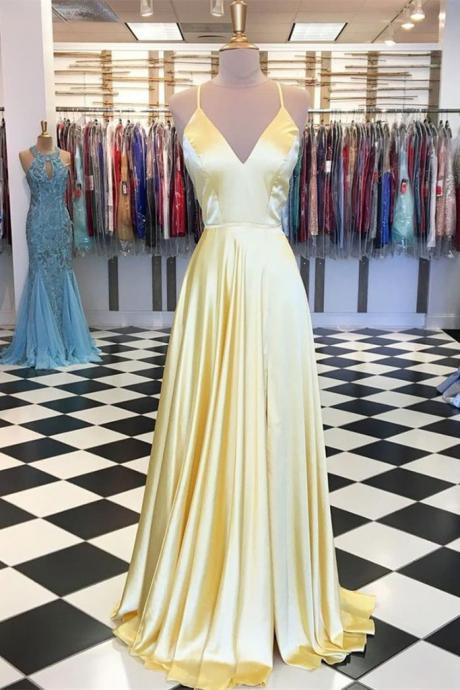 Elegant A Line V Neck Backless Formal Prom Dress, Beautiful Long Prom Dress, Banquet Party Dress