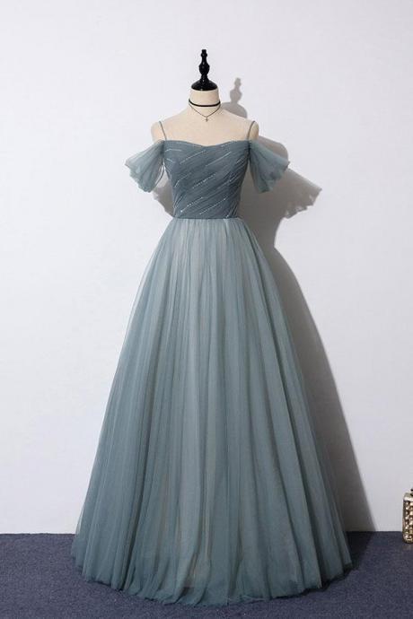 Elegant A Line Sweetheart Tulle Formal Prom Dress, Beautiful Long Prom Dress, Banquet Party Dress