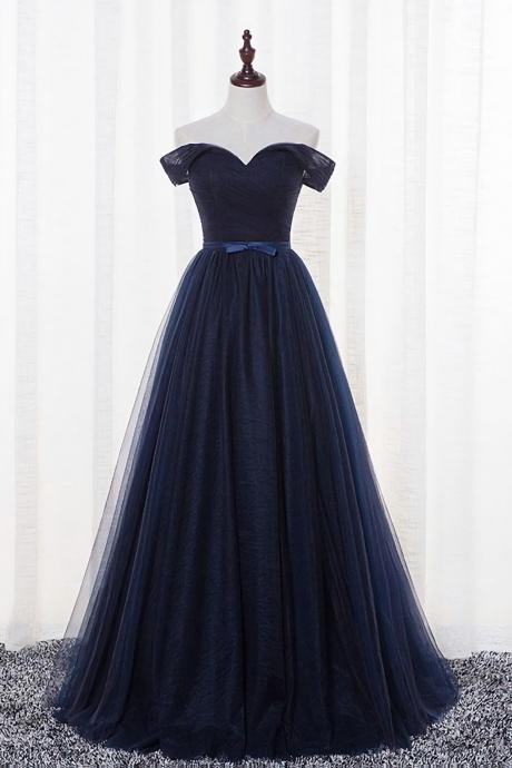 Elegant A Line Off The Shoulder Tulle Formal Prom Dress, Beautiful Long Prom Dress, Banquet Party Dress