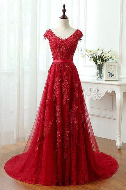 Elegant Tulle Applique A-line Formal Prom Dress, Beautiful Long Prom Dress, Banquet Dress