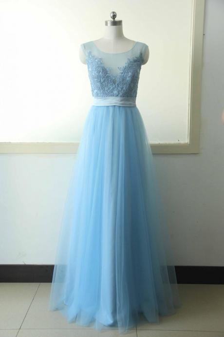Elegant A-Line Lace Tulle Formal Prom Dress, Beautiful Long Prom Dress, Banquet Party Dress