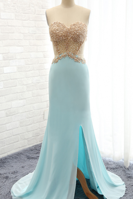 Elegant A-line Backless Chiffon Formal Prom Dress, Beautiful Long Prom Dress, Banquet Party Dress