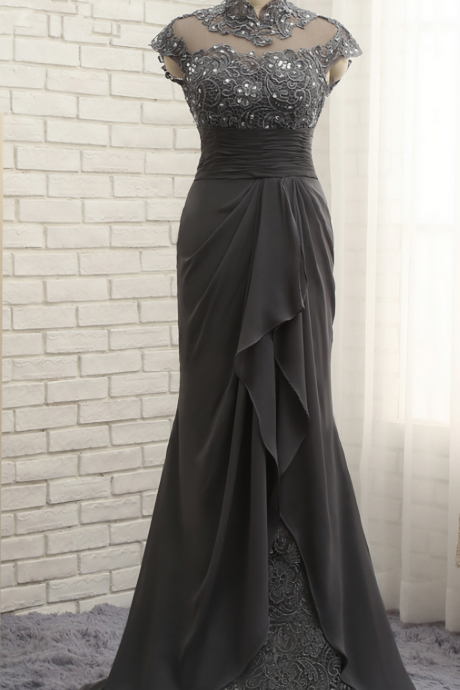Elegant A-line Chiffon Lace Formal Prom Dress, Beautiful Long Prom Dress, Banquet Party Dress