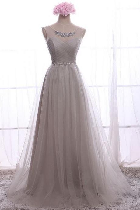 Elegant A Line Lace Up Back Tulle Formal Prom Dress, Beautiful Long Prom Dress, Banquet Party Dres