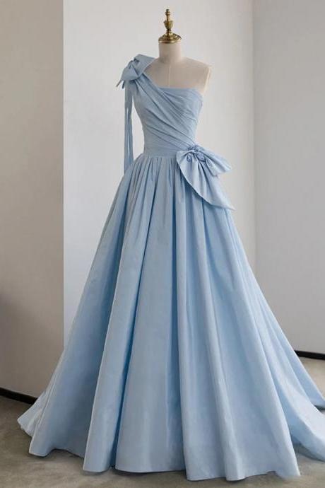 Elegant Satin One Shoulder Formal Prom Dress, Beautiful Long Prom Dress, Banquet Party Dress