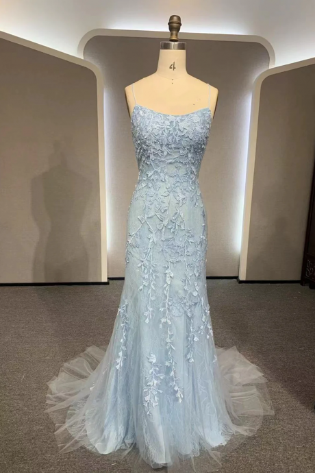 Elegant Lace Backless Tulle Formal Prom Dress, Beautiful Long Prom Dress, Banquet Party Dress