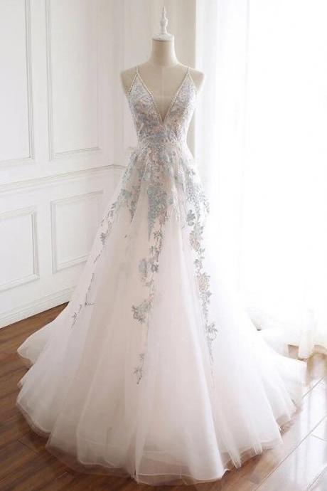 Elegant Sweetheart A-line Tulle Lace Applique Formal Prom Dress, Beautiful Long Prom Dress, Banquet Party Dress