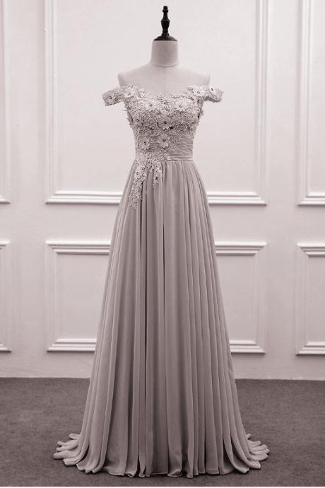 Elegant Sweetheart A-line Off Shoulder Chiffon Formal Prom Dress, Beautiful Long Prom Dress, Banquet Party Dress