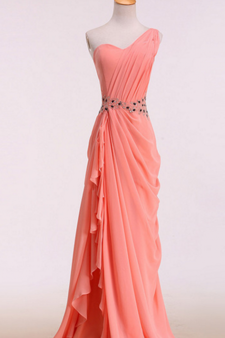 Elegant Sweetheart A-line One Shoulder Chiffon Formal Prom Dress, Beautiful Long Prom Dress, Banquet Party Dress