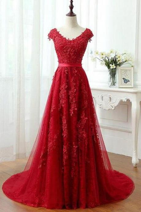 Elegant Sweetheart A-line Lace Applique Tulle Formal Prom Dress, Beautiful Long Prom Dress, Banquet Party Dress