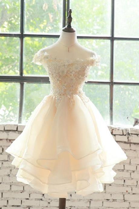 Elegant Sweetheart Lace Appliques Short Tulle Formal Prom Dress, Beautiful Prom Dress, Banquet Party Dress