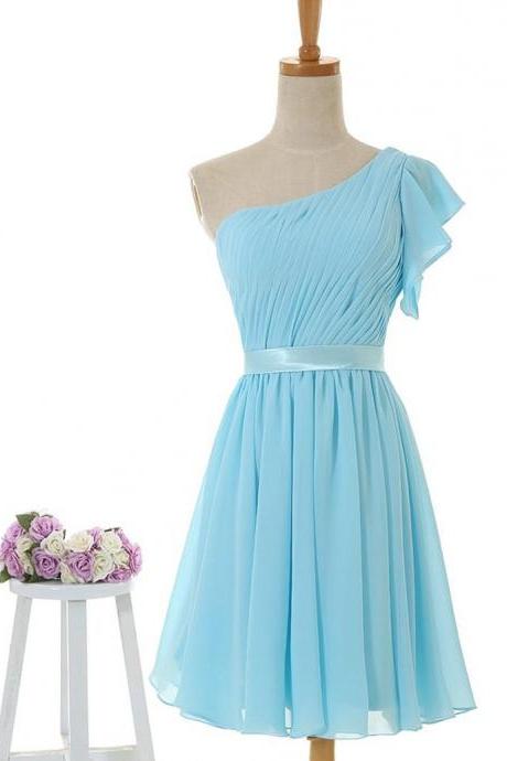 Elegant Sweetheart Simple One Shoulder Short Chiffon Formal Prom Dress, Beautiful Prom Dress, Banquet Party Dress