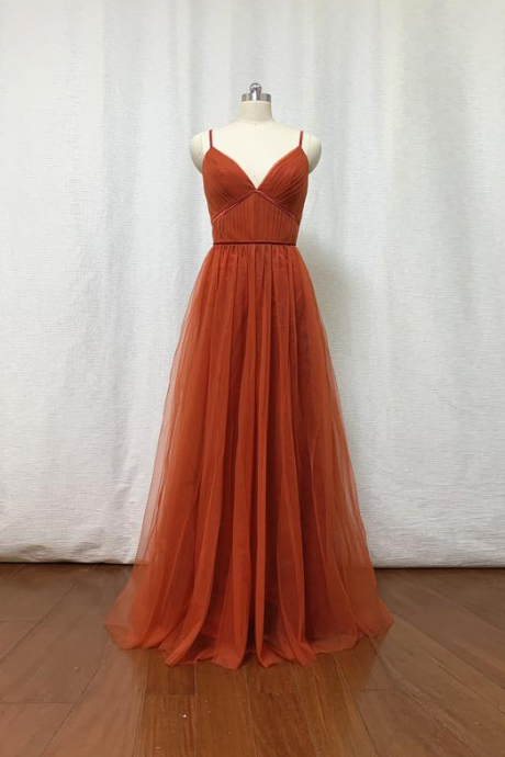 Sexy Spaghetti V-neck Evening Dress ,formal Party Dress,prom Dress Tulle