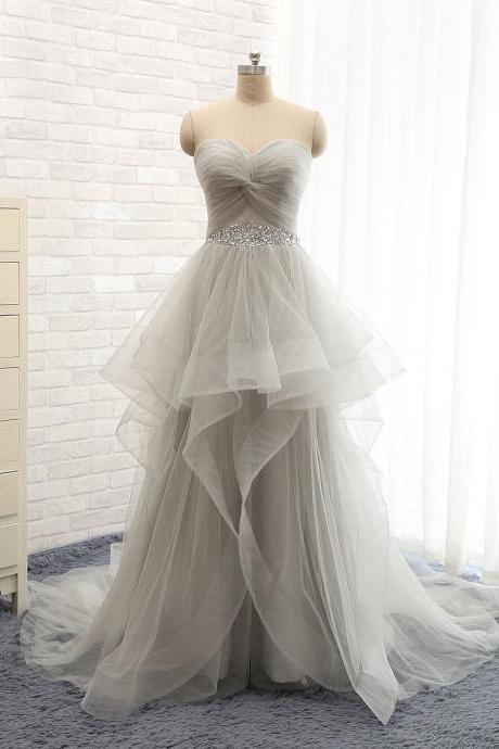 Elegant Simple Bead Off Shoulder Tulle Formal Prom Dress, Beautiful Long Prom Dress, Banquet Party Dress