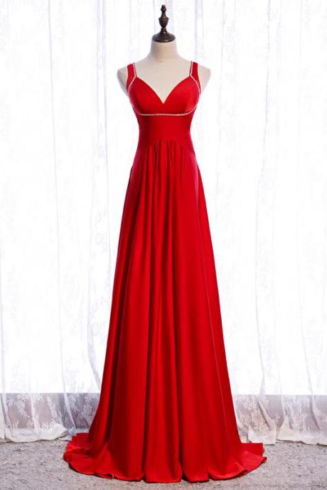 Elegant A-line Sleeveless Satin Long Sexy Backless Formal Prom Dress, Beautiful Long Prom Dress, Banquet Party Dress