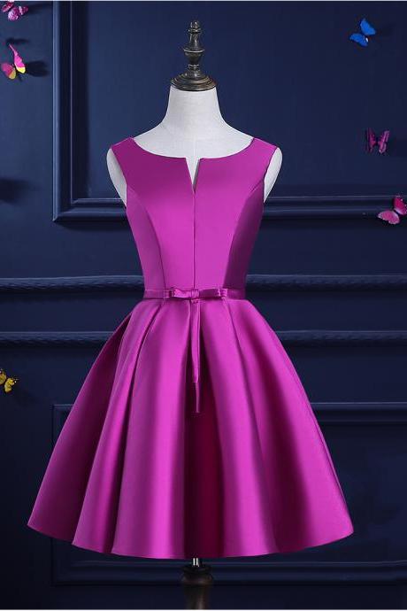 Elegant A-line Sleeveless Satin Formal Dress, Beautiful Short Homecoming Dresses, Banquet Party Dress
