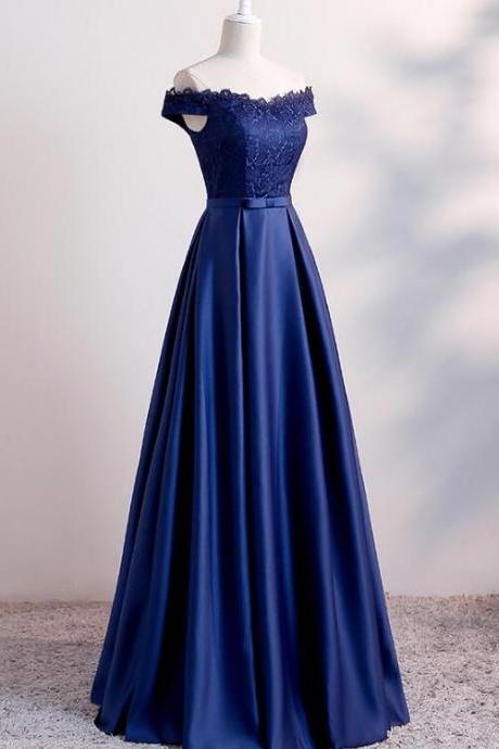 Elegant Satin Off Shoulder Ormal Prom Dress, Beautiful Prom Long Dress, Banquet Party Dress