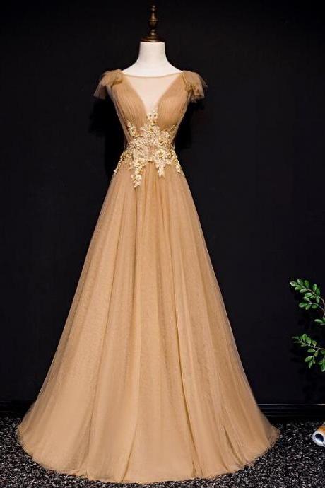Elegant Sweetheart Applique Tulle Formal Prom Dress, Beautiful Long Prom Dress, Banquet Party Dress