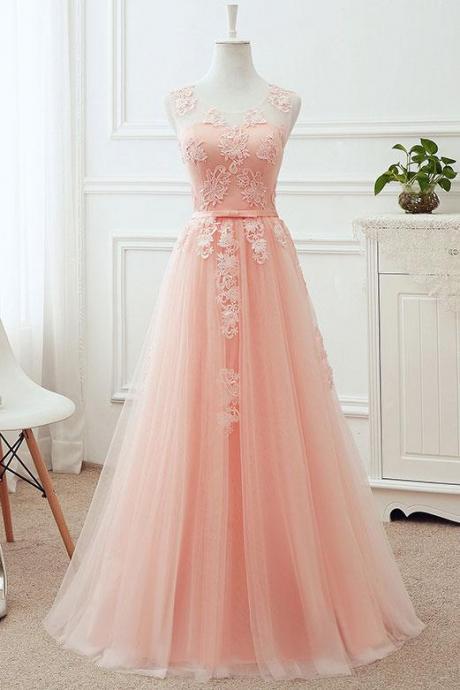Elegant Sweetheart A-line Applique Tulle Formal Prom Dress, Beautiful Long Prom Dress, Banquet Party Dress