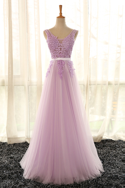 Elegant Sweetheart A-line Tulle Appliques Formal Prom Dress, Beautiful Long Prom Dress, Banquet Party Dress