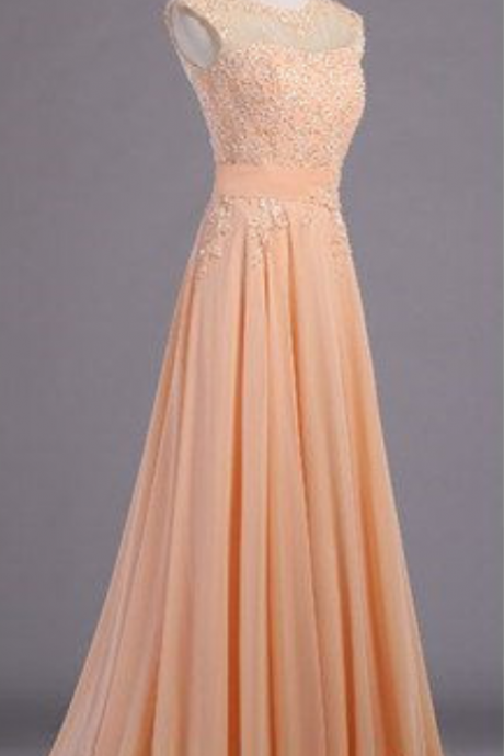 Elegant Sweetheart A-line Chiffon Lace Appliques Formal Prom Dress, Beautiful Long Prom Dress, Banquet Party Dress