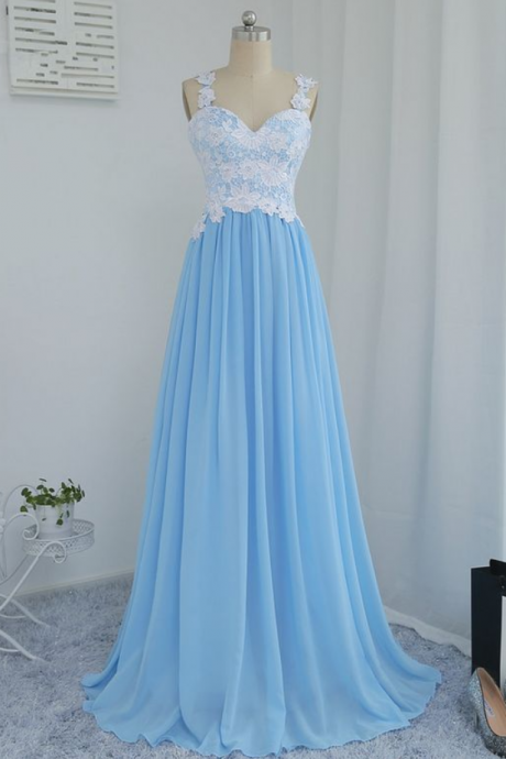 Elegant Sweetheart A-line Chiffon Lace Formal Prom Dress, Beautiful Long Prom Dress, Banquet Party Dress